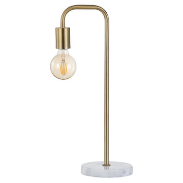 Axel 20.5" Minimalist Glam Gold Pipe Metal/Marble LED Table Lamp - JONATHAN Y